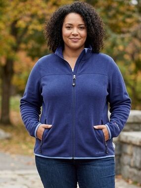 L.L. Bean Women's 1X Polartec Fleece Full-Zip Jacket Blue